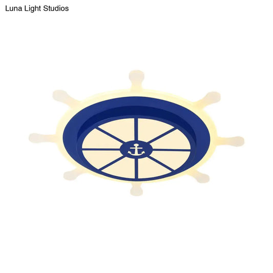 DecorBites™ Cartoon LED Flush Pendant Light with Acrylic Rudder Shade - Blue, White/3 Color Light