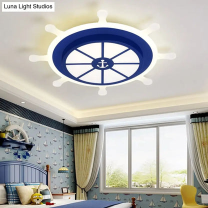 DecorBites™ Cartoon LED Flush Pendant Light with Acrylic Rudder Shade - Blue, White/3 Color Light