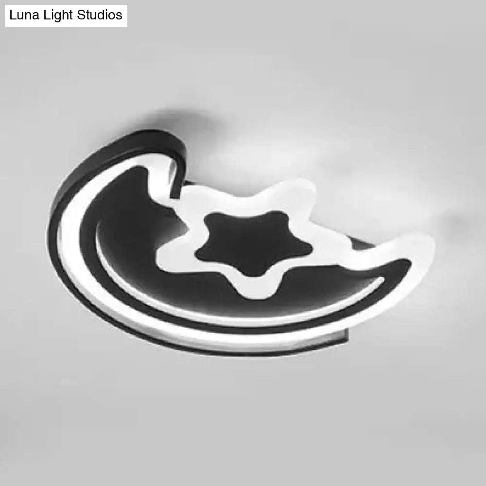 ديكوربايتس™ مصباح LED بتصميم رسوم متحركة لغرفة الدراسة - تركيبات سقف أكريليك على شكل قمر ونجمة