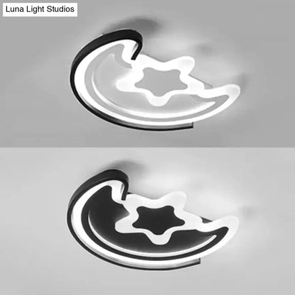 ديكوربايتس™ مصباح LED بتصميم رسوم متحركة لغرفة الدراسة - تركيبات سقف أكريليك على شكل قمر ونجمة