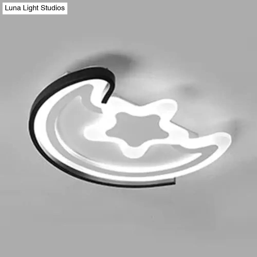 ديكوربايتس™ مصباح LED بتصميم رسوم متحركة لغرفة الدراسة - تركيبات سقف أكريليك على شكل قمر ونجمة