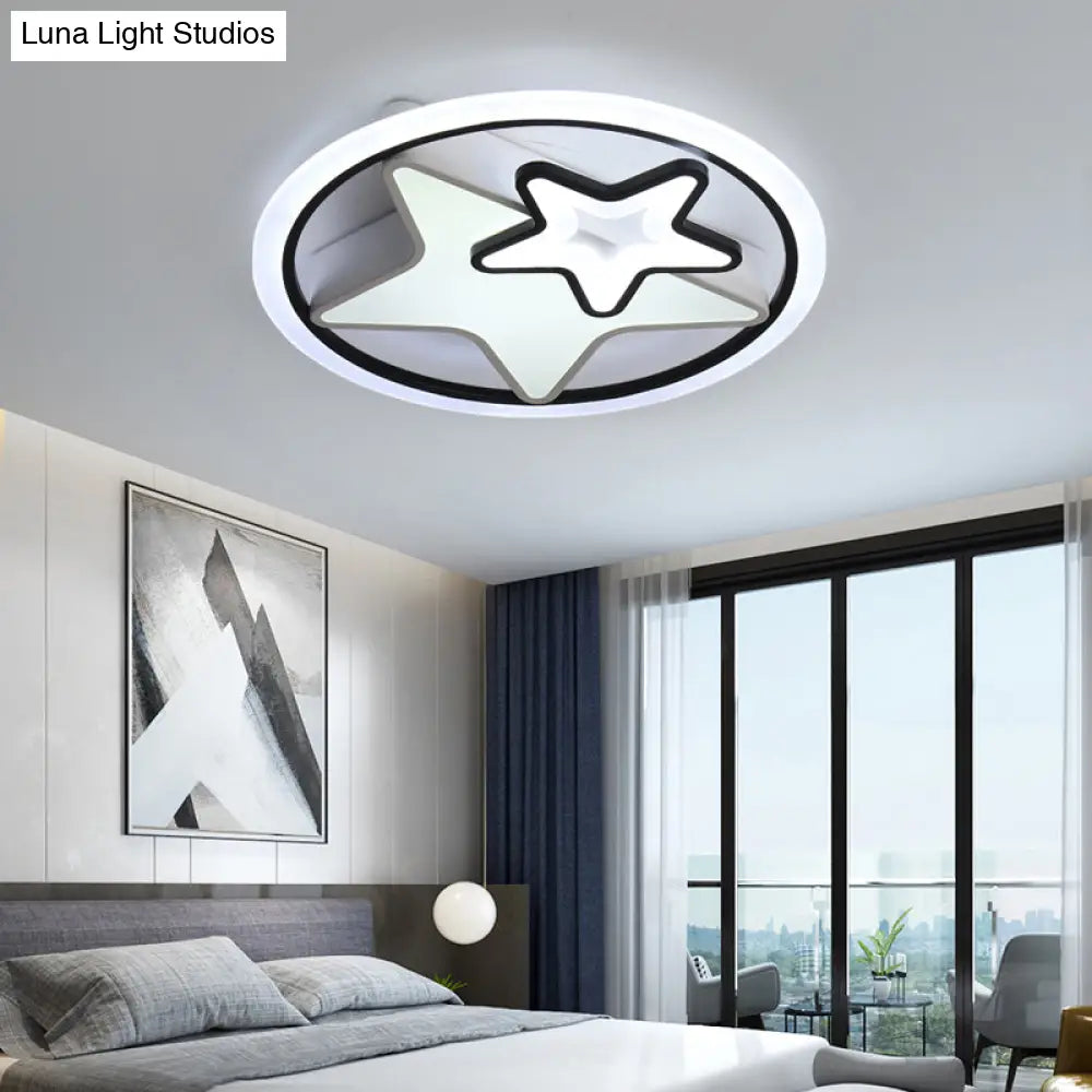 Lámpara de techo LED infantil DecorBites™ con diseño de dibujos animados en metal negro – Luminaria redonda de montaje empotrado