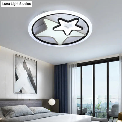 Lámpara de techo LED infantil DecorBites™ con diseño de dibujos animados en metal negro – Luminaria redonda de montaje empotrado