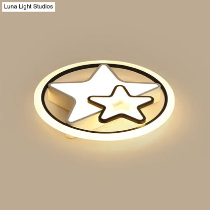 Lámpara de techo LED infantil DecorBites™ con diseño de dibujos animados en metal negro – Luminaria redonda de montaje empotrado