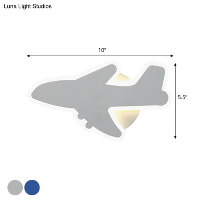 Aplique de pared LED con diseño de dibujos animados - Iluminación empotrada para dormitorio infantil Jet en blanco/azul