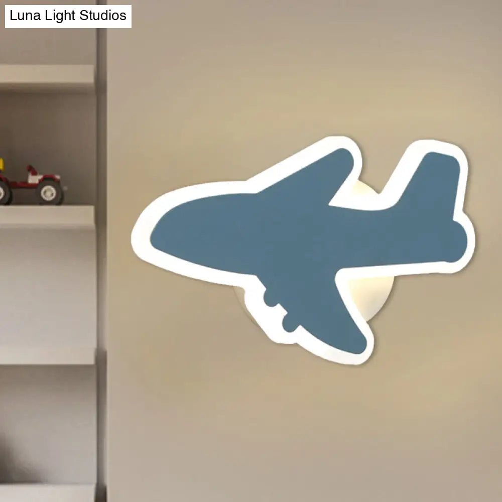 Aplique de pared LED con diseño de dibujos animados - Iluminación empotrada para dormitorio infantil Jet en blanco/azul