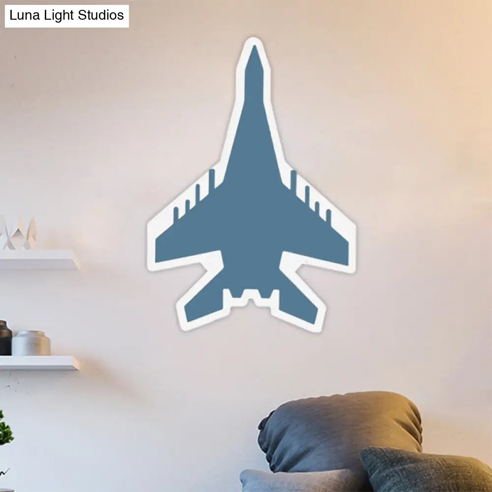 Aplique de pared LED con diseño de dibujos animados - Iluminación empotrada para dormitorio infantil Jet en blanco/azul