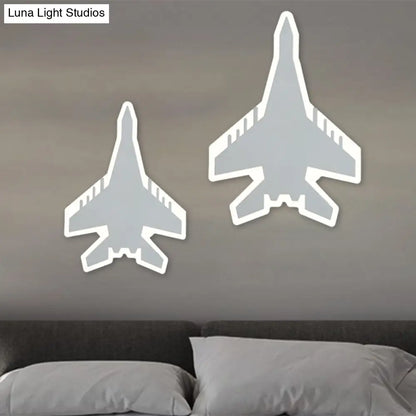 Aplique de pared LED con diseño de dibujos animados - Iluminación empotrada para dormitorio infantil Jet en blanco/azul