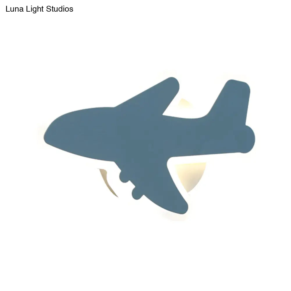 Aplique de pared LED con diseño de dibujos animados - Iluminación empotrada para dormitorio infantil Jet en blanco/azul