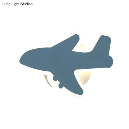 Aplique de pared LED con diseño de dibujos animados - Iluminación empotrada para dormitorio infantil Jet en blanco/azul