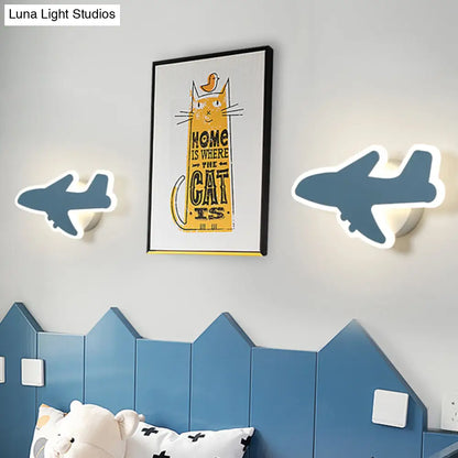 Aplique de pared LED con diseño de dibujos animados - Iluminación empotrada para dormitorio infantil Jet en blanco/azul