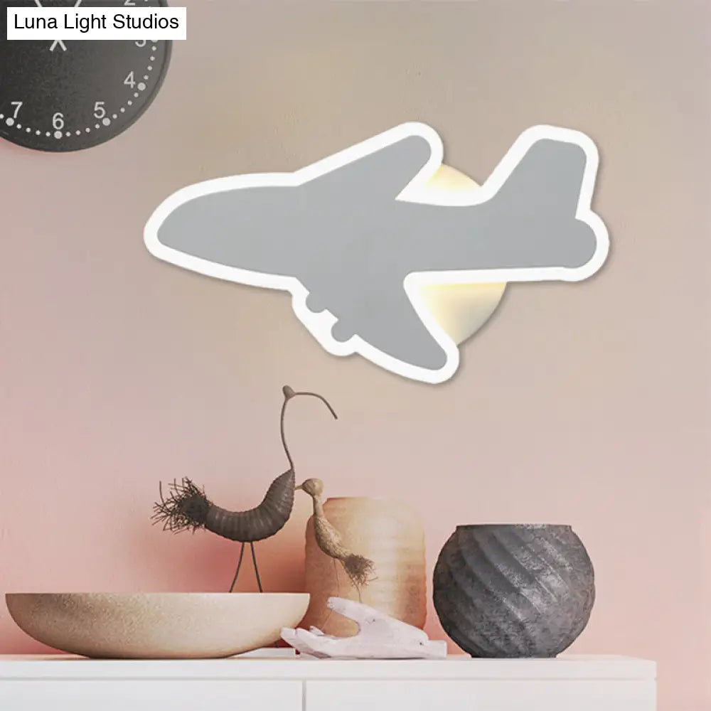 Aplique de pared LED con diseño de dibujos animados - Iluminación empotrada para dormitorio infantil Jet en blanco/azul