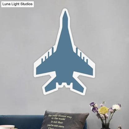 Aplique de pared LED con diseño de dibujos animados - Iluminación empotrada para dormitorio infantil Jet en blanco/azul