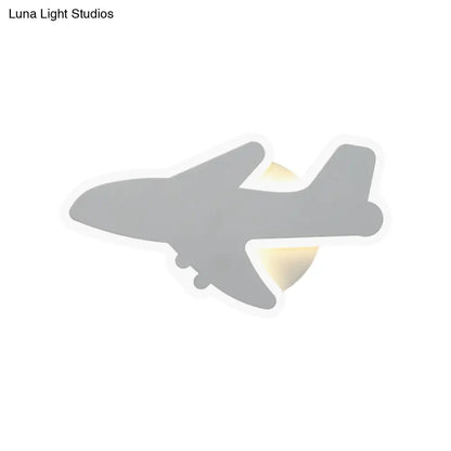 Aplique de pared LED con diseño de dibujos animados - Iluminación empotrada para dormitorio infantil Jet en blanco/azul