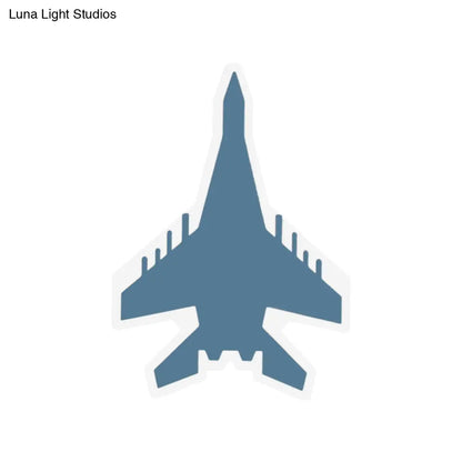 Aplique de pared LED con diseño de dibujos animados - Iluminación empotrada para dormitorio infantil Jet en blanco/azul