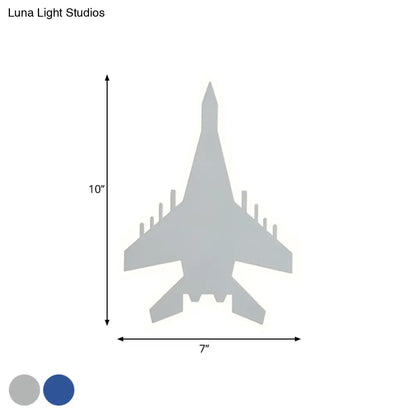 Aplique de pared LED con diseño de dibujos animados - Iluminación empotrada para dormitorio infantil Jet en blanco/azul