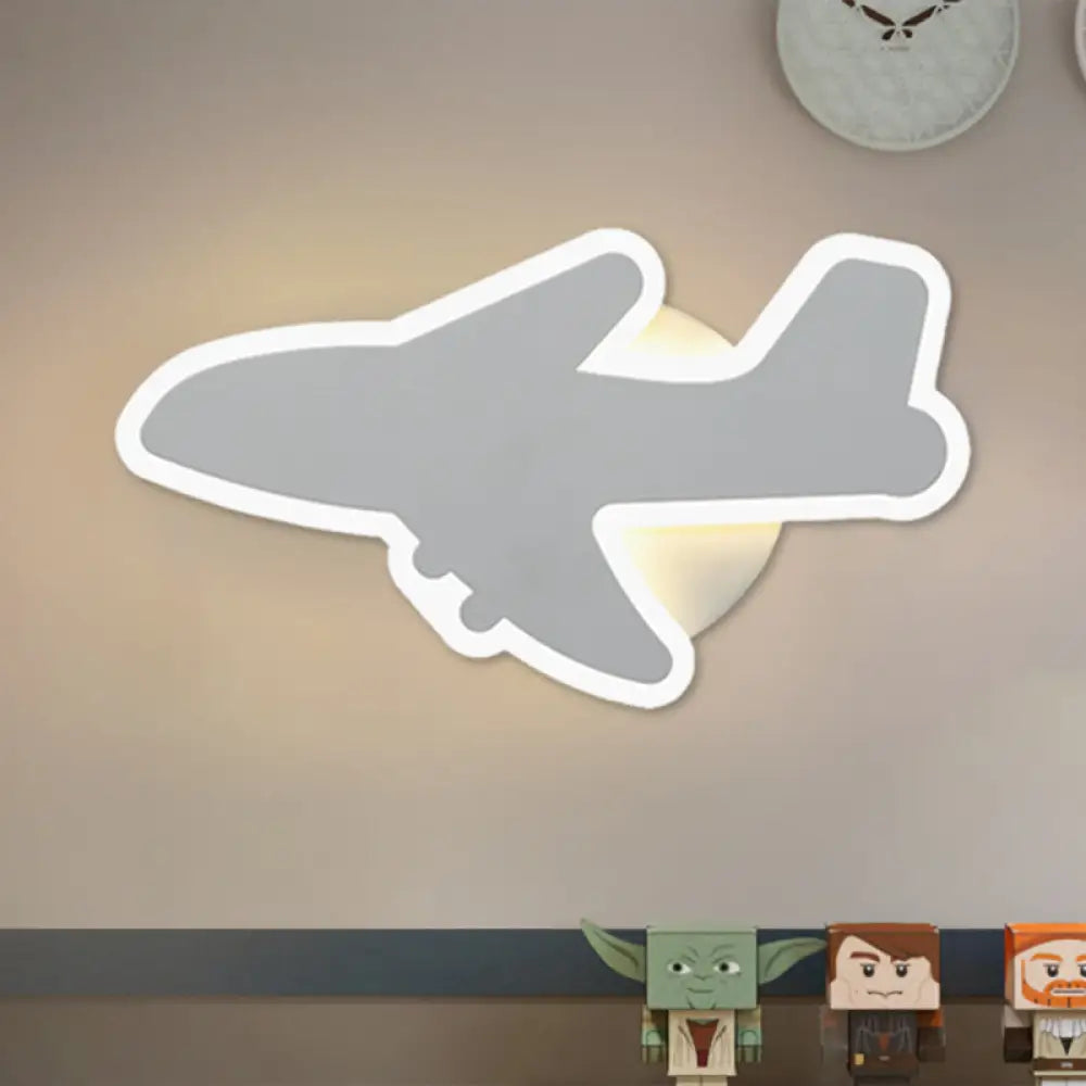 Aplique de pared LED con diseño de dibujos animados - Iluminación empotrada para dormitorio infantil Jet en blanco/azul