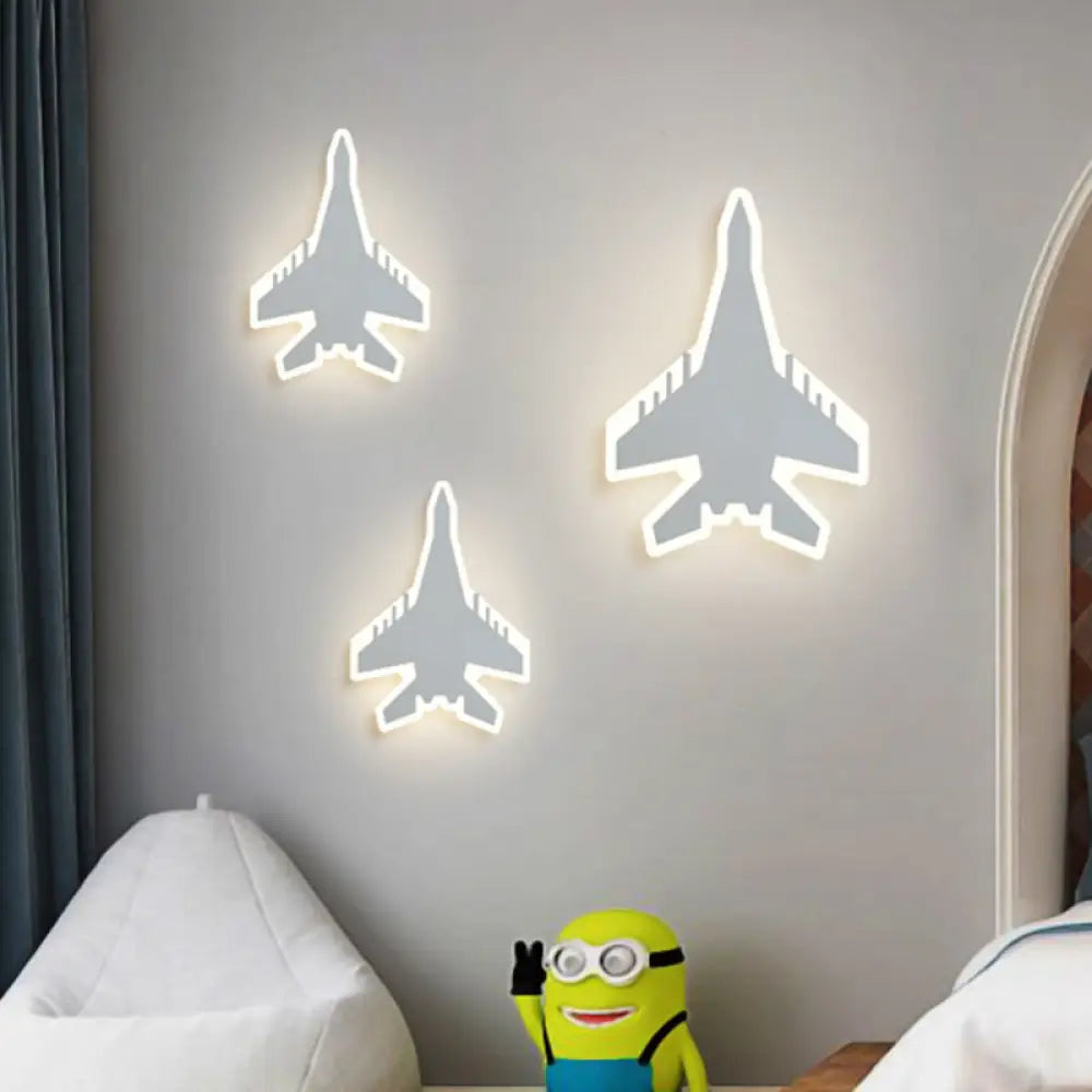 Aplique de pared LED con diseño de dibujos animados - Iluminación empotrada para dormitorio infantil Jet en blanco/azul
