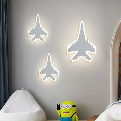 Aplique de pared LED con diseño de dibujos animados - Iluminación empotrada para dormitorio infantil Jet en blanco/azul