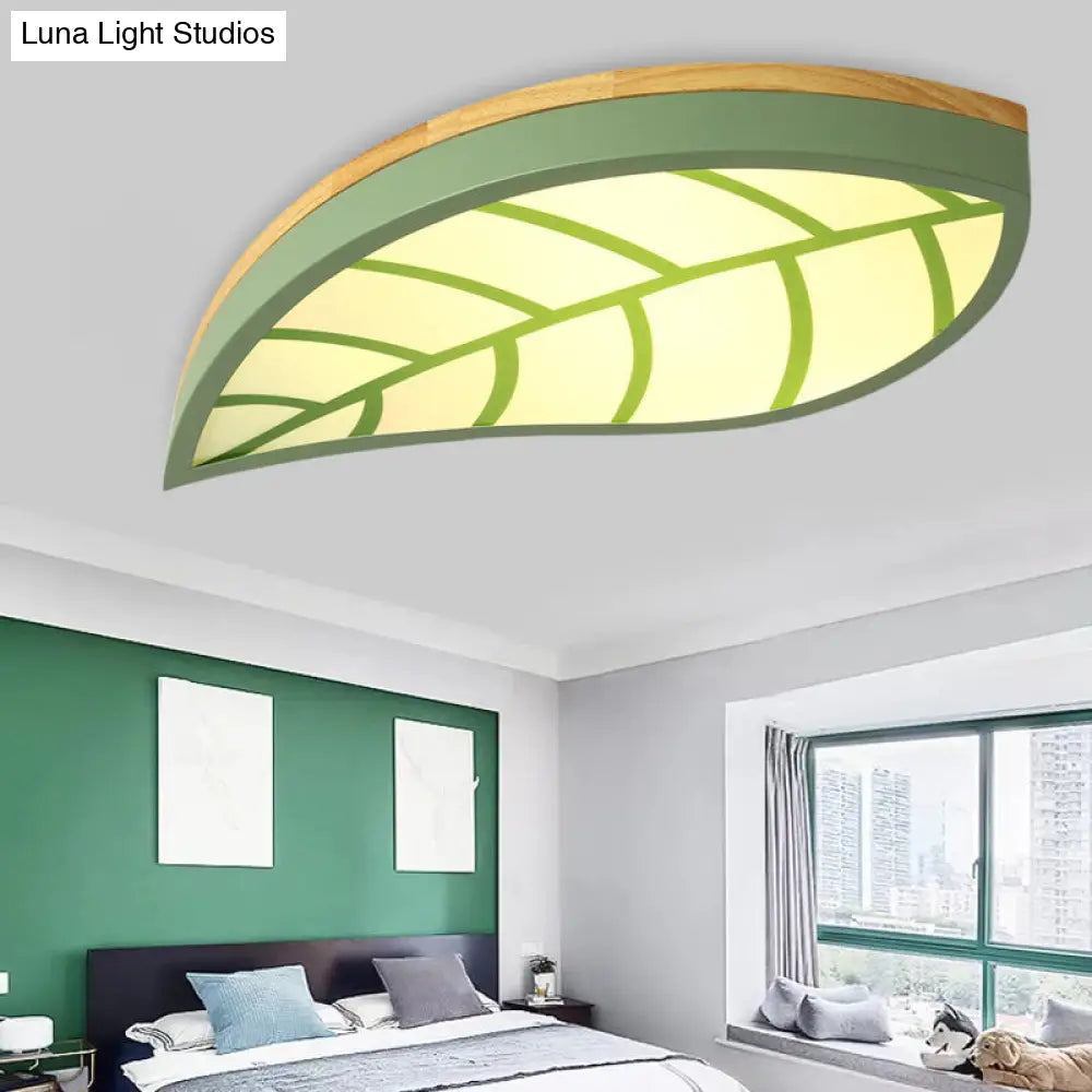 DecorBites™ Cartoon Macaron LED Ceiling Light for Child Bedroom - Metal Acrylic Leaf Design