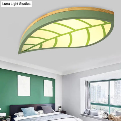 DecorBites™ Cartoon Macaron LED Ceiling Light for Child Bedroom - Metal Acrylic Leaf Design