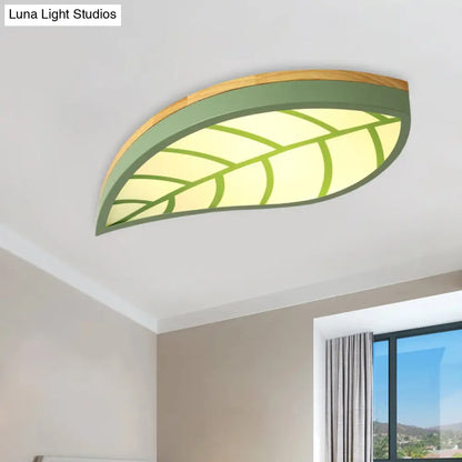 DecorBites™ Cartoon Macaron LED Ceiling Light for Child Bedroom - Metal Acrylic Leaf Design