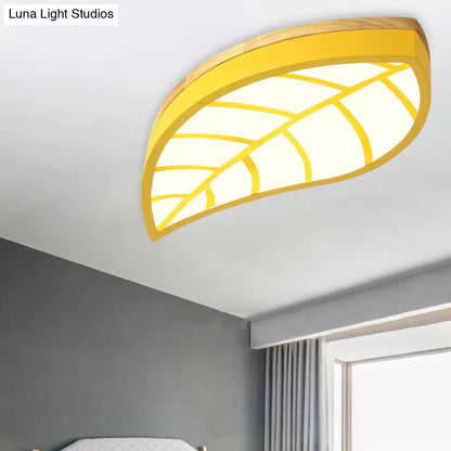 DecorBites™ Cartoon Macaron LED Ceiling Light for Child Bedroom - Metal Acrylic Leaf Design