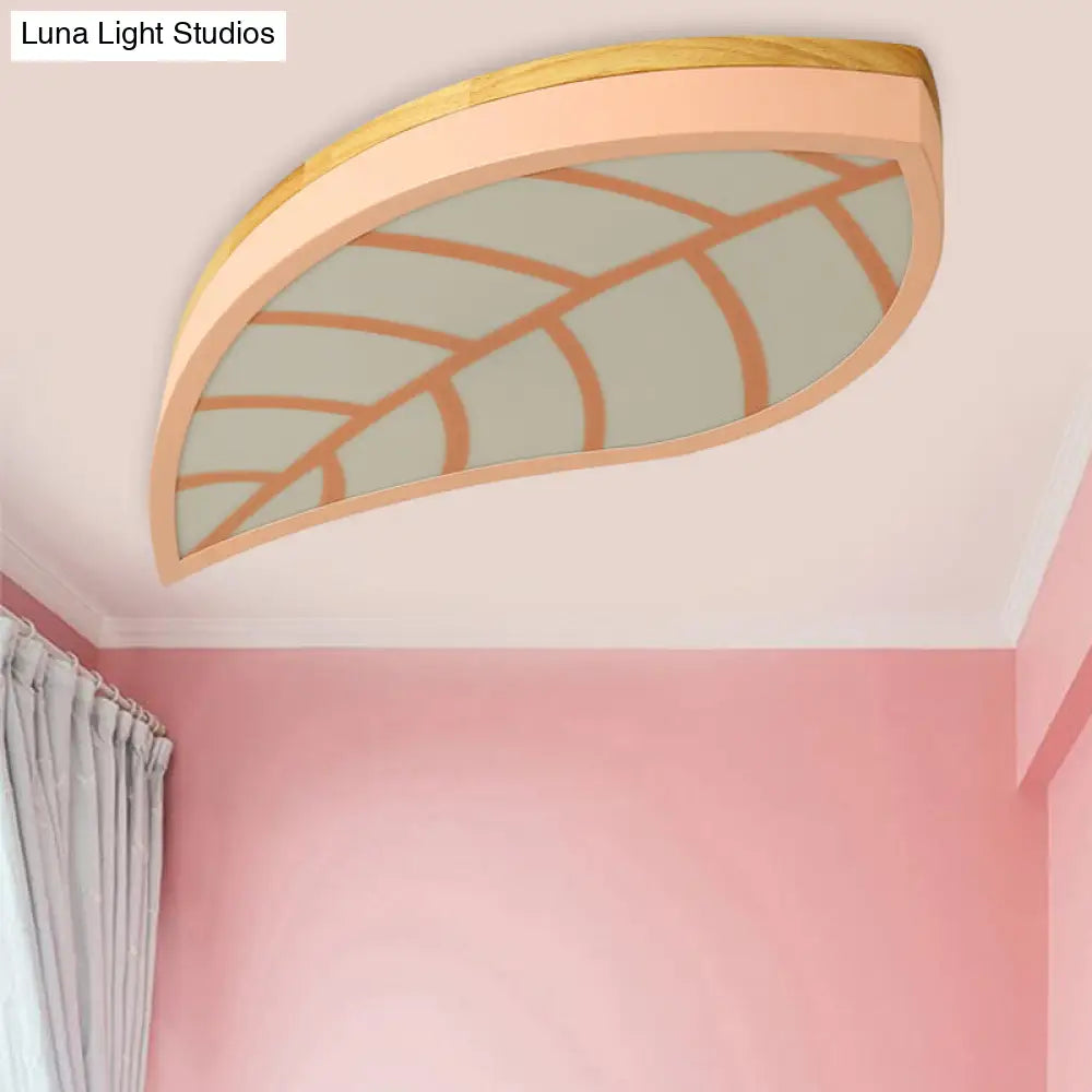 DecorBites™ Cartoon Macaron LED Ceiling Light for Child Bedroom - Metal Acrylic Leaf Design