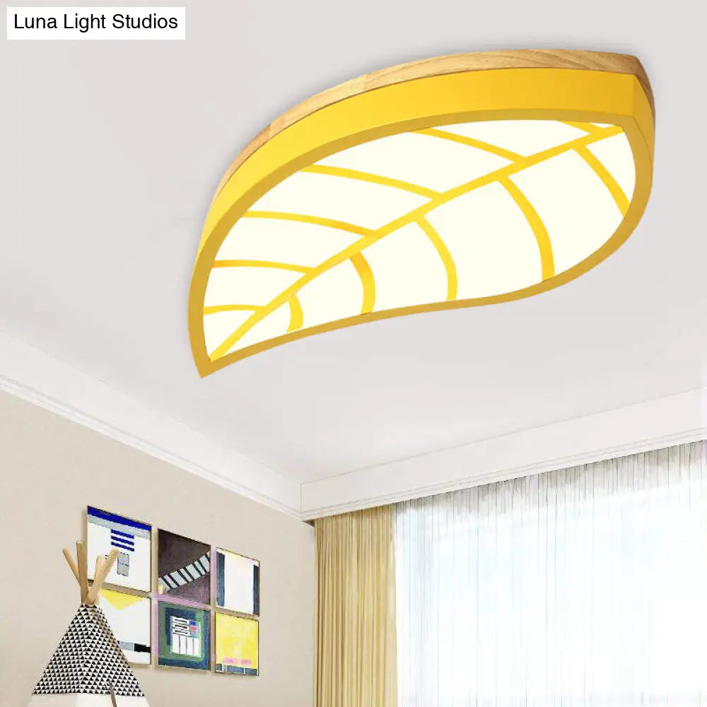 DecorBites™ Cartoon Macaron LED Ceiling Light for Child Bedroom - Metal Acrylic Leaf Design