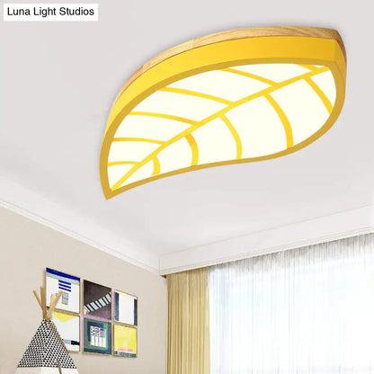 DecorBites™ Cartoon Macaron LED Ceiling Light for Child Bedroom - Metal Acrylic Leaf Design