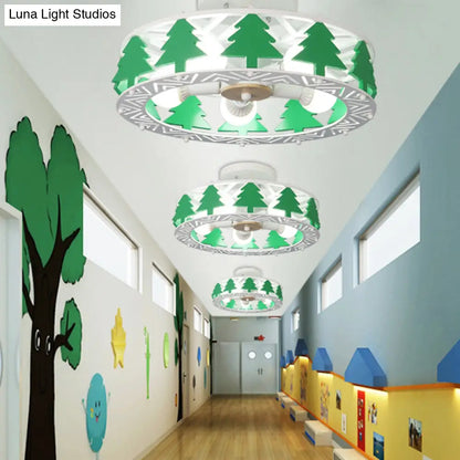 DecorBites™ Cartoon Metal Ceiling Lamp - Green Pine Tree Semi Ceiling Mount Light (5 Heads) - Ideal for Hotels