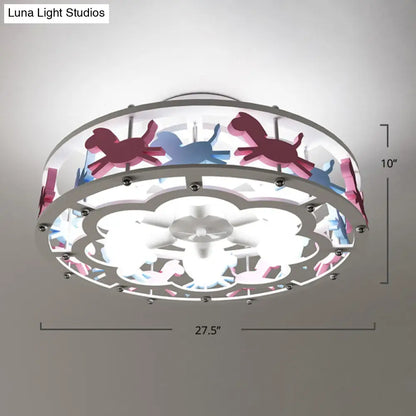 ديكوربايتس™ ديكوربايتس™ مصباح سقف للأطفال على شكل أسطوانة معدنية كرتونية بستة مصابيح باللون الأبيض