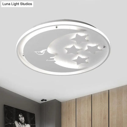DecorBites™ Lámpara de techo LED empotrada con diseño de luna y estrella de dibujos animados para dormitorios en blanco/rosa/azul