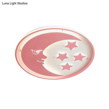 DecorBites™ Lámpara de techo LED empotrada con diseño de luna y estrella de dibujos animados para dormitorios en blanco/rosa/azul