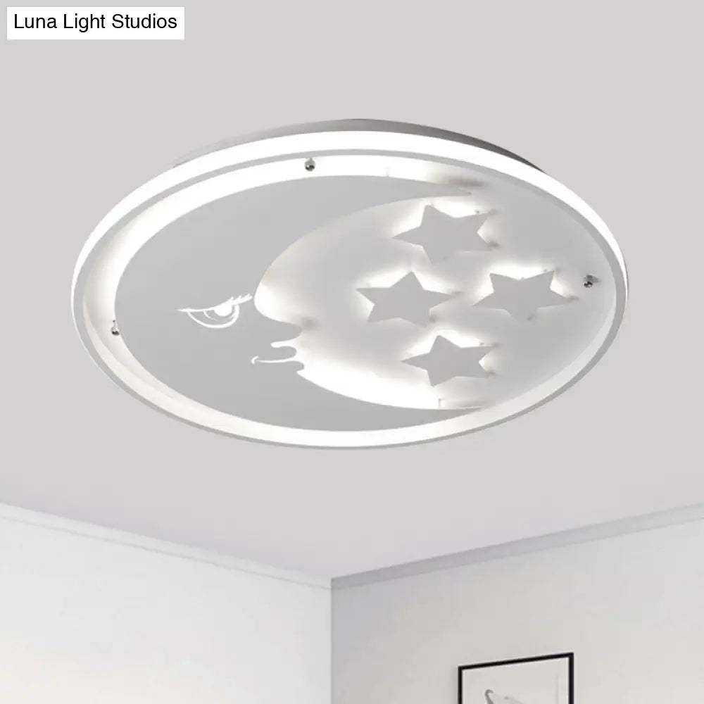 DecorBites™ Lámpara de techo LED empotrada con diseño de luna y estrella de dibujos animados para dormitorios en blanco/rosa/azul