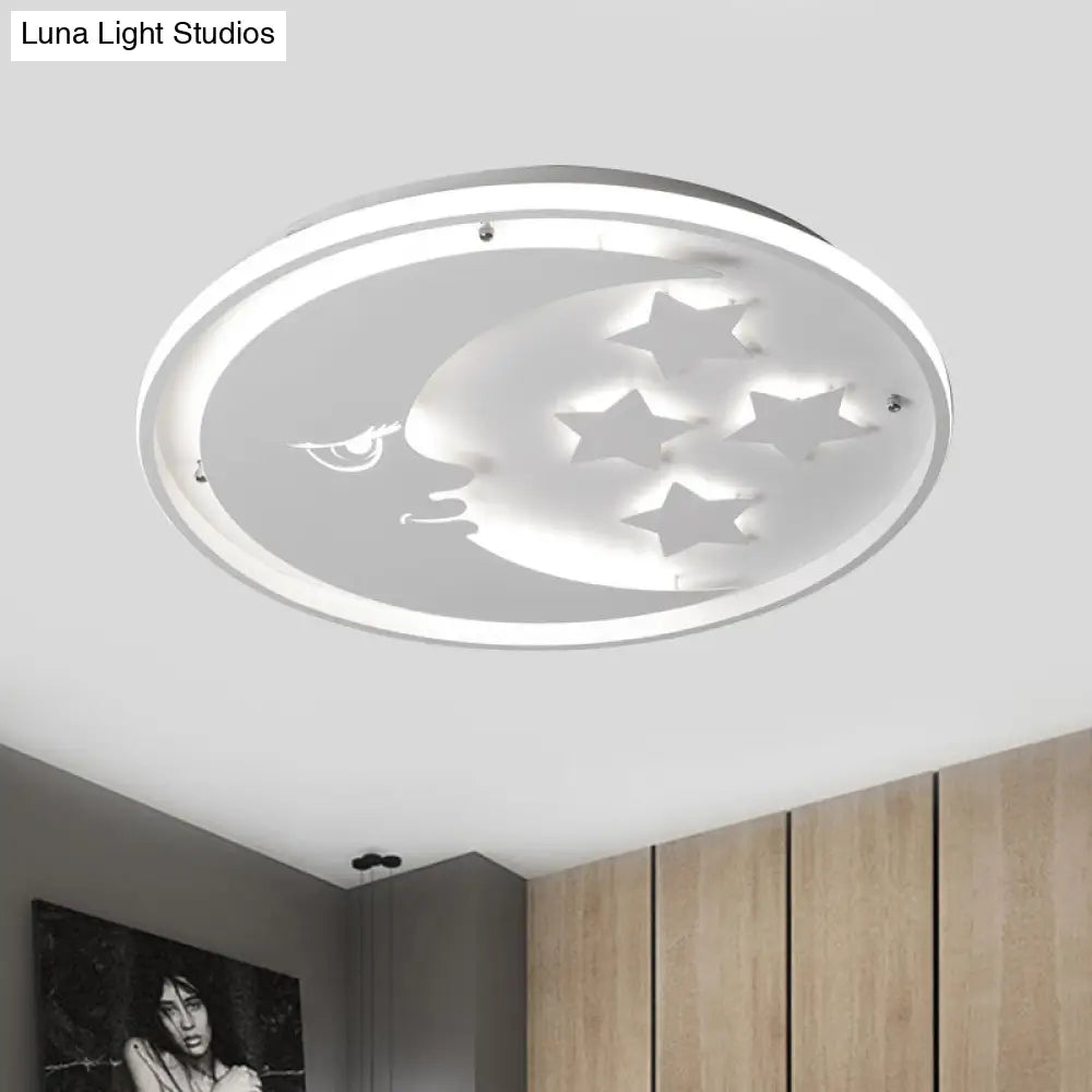 DecorBites™ Lámpara de techo LED empotrada con diseño de luna y estrella de dibujos animados para dormitorios en blanco/rosa/azul