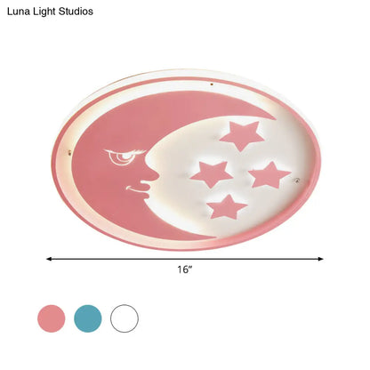 DecorBites™ Lámpara de techo LED empotrada con diseño de luna y estrella de dibujos animados para dormitorios en blanco/rosa/azul
