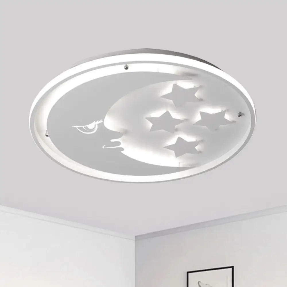 DecorBites™ Lámpara de techo LED empotrada con diseño de luna y estrella de dibujos animados para dormitorios en blanco/rosa/azul