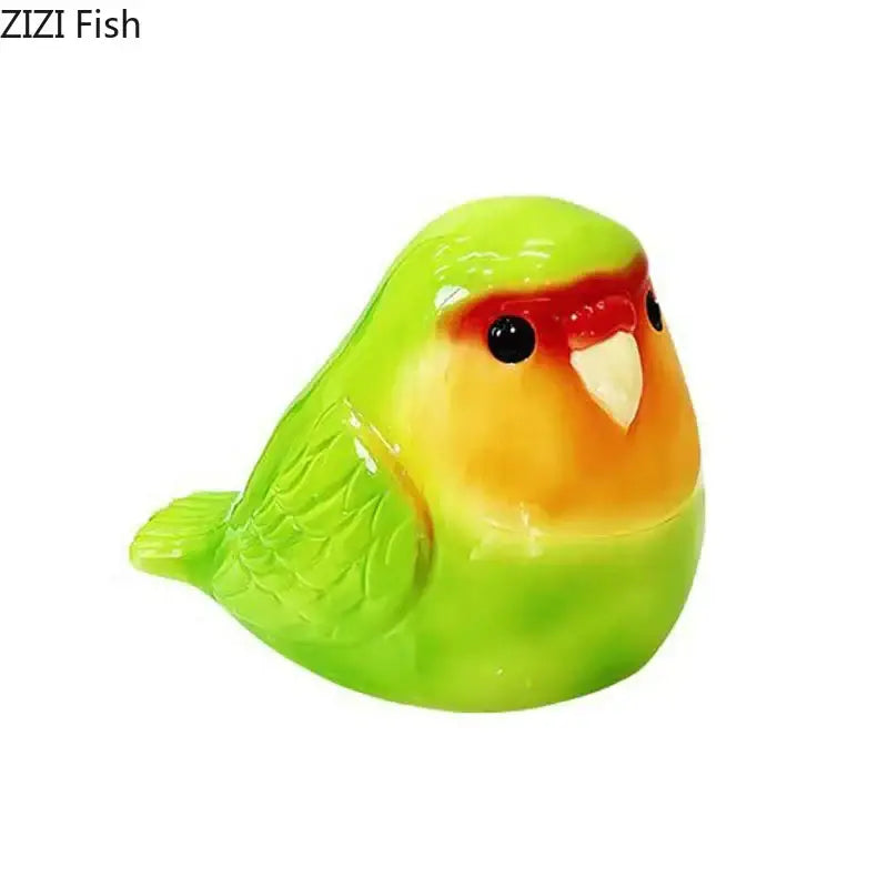 Glossy green and orange cartoon parrot ceramic tissue box with red beak and detailed feathers for decorbites decor