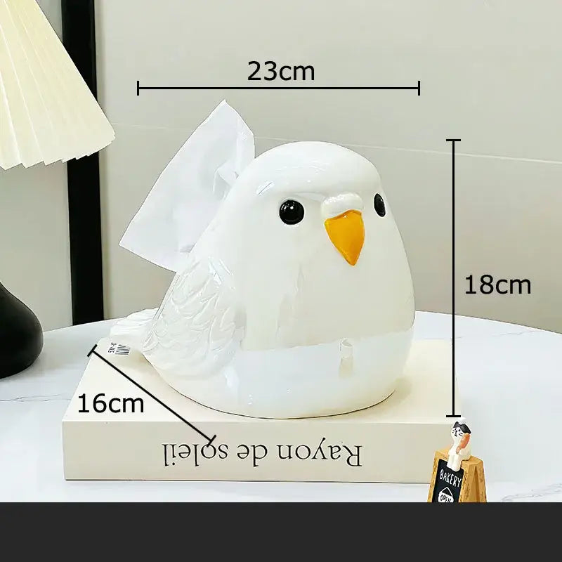 White ceramic cartoon parrot tissue box with black eyes and orange beak for decorbites cartoon parrot living room decor