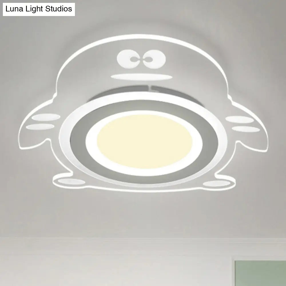 Lámpara de techo LED empotrada DecorBites™ con diseño de pingüino de dibujos animados - Aplique acrílico transparente para dormitorio 