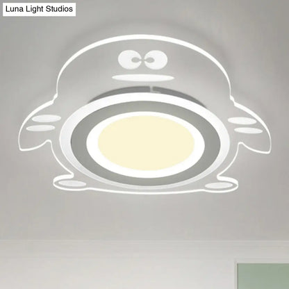 Lámpara de techo LED empotrada DecorBites™ con diseño de pingüino de dibujos animados - Aplique acrílico transparente para dormitorio 