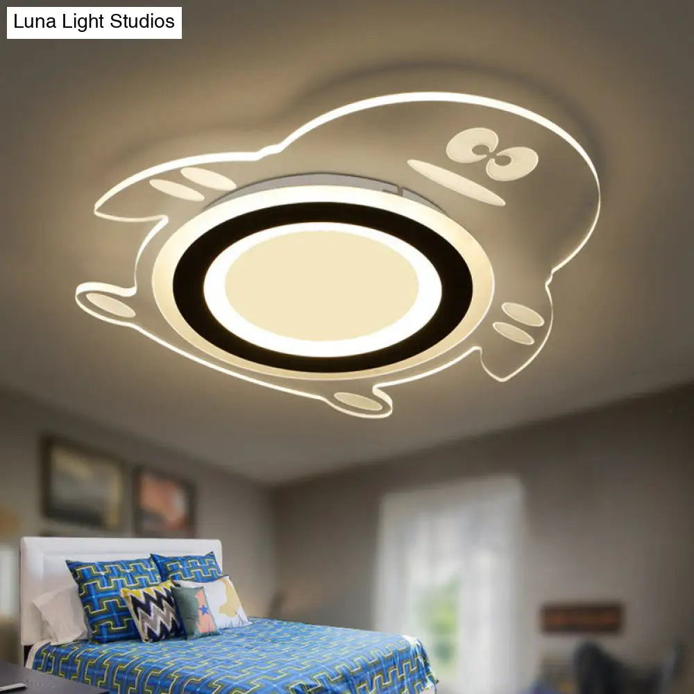 Lámpara de techo LED empotrada DecorBites™ con diseño de pingüino de dibujos animados - Aplique acrílico transparente para dormitorio 
