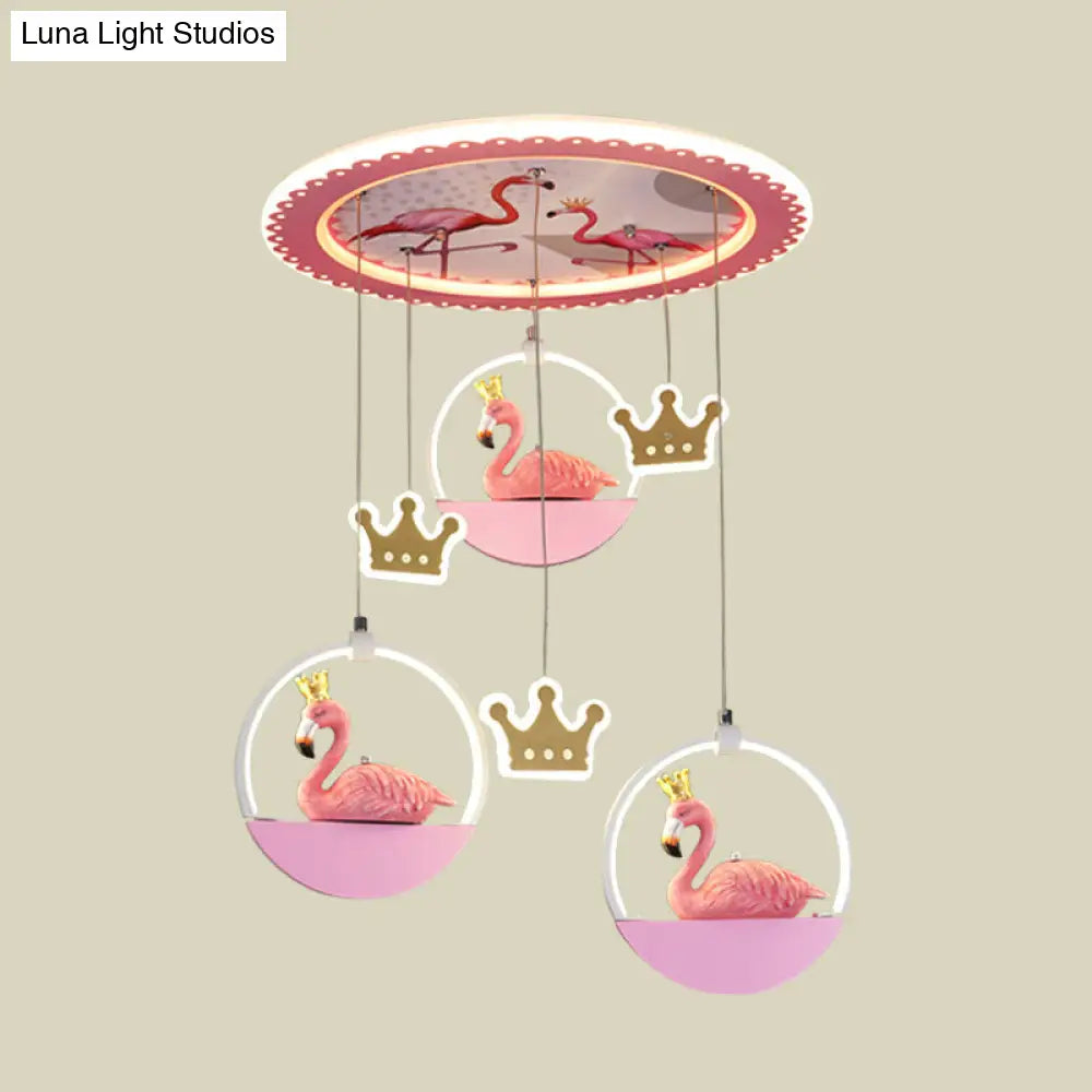 DecorBites™ DecorBites™ Lámpara de techo LED rosa de dibujos animados con cortinas - Iluminación empotrada Flamingo Prince