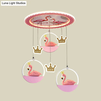 DecorBites™ DecorBites™ Lámpara de techo LED rosa de dibujos animados con cortinas - Iluminación empotrada Flamingo Prince