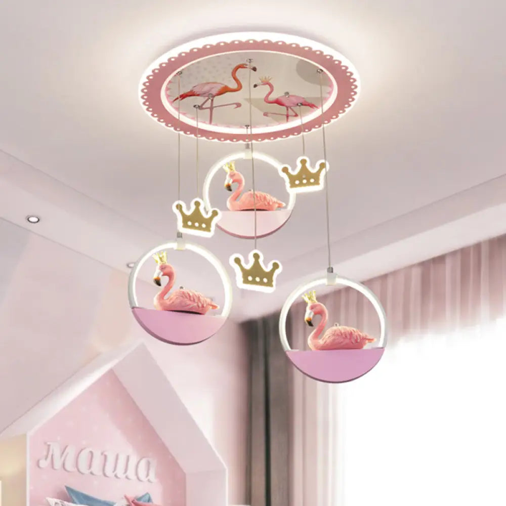DecorBites™ DecorBites™ Lámpara de techo LED rosa de dibujos animados con cortinas - Iluminación empotrada Flamingo Prince