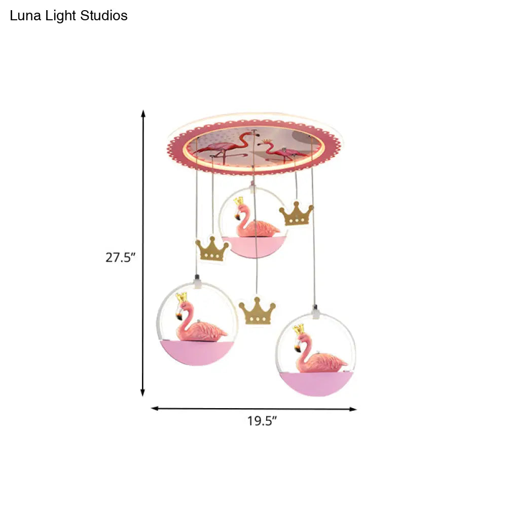 DecorBites™ DecorBites™ Lámpara de techo LED rosa de dibujos animados con cortinas - Iluminación empotrada Flamingo Prince