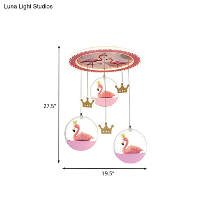 DecorBites™ DecorBites™ Lámpara de techo LED rosa de dibujos animados con cortinas - Iluminación empotrada Flamingo Prince