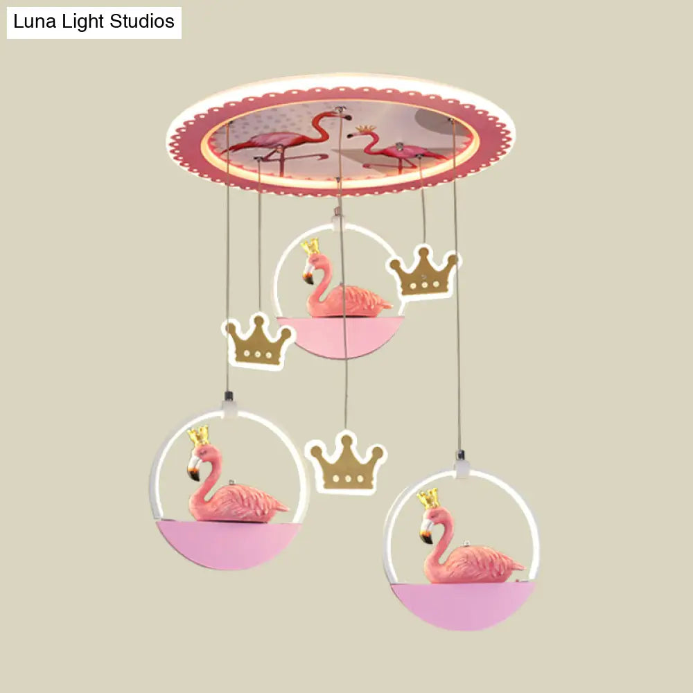 DecorBites™ DecorBites™ Lámpara de techo LED rosa de dibujos animados con cortinas - Iluminación empotrada Flamingo Prince