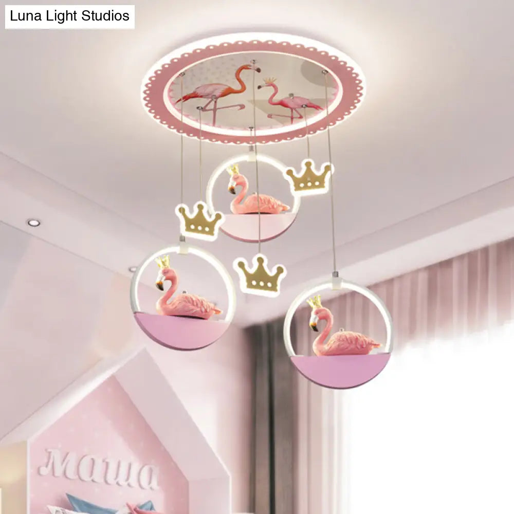 DecorBites™ DecorBites™ Lámpara de techo LED rosa de dibujos animados con cortinas - Iluminación empotrada Flamingo Prince